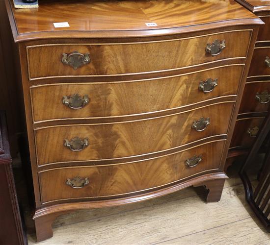A George III style mahogany serpentine fronted chest of drawers, W.78cm